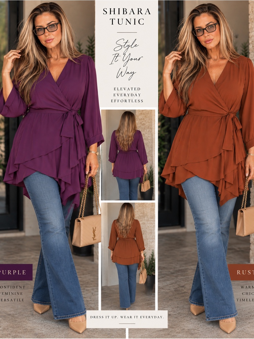 ✨City Chic Shibara Tunic Rust & Plum ✨